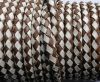 Round Braided Leather Cord SE/B/27-Brown-White - 5mm