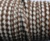 Round Braided Leather Cord SE/B/27-Brown-White - 6mm
