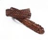 FLAT BRAIDED LEATHER CORD - 30MM BY 4MM -  Cognac