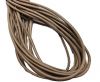 Round Stitched Leather Cord - 3mm - DARK TAUPE