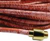 Round stitched nappa leather cord Cracked Vintage Red-4mm