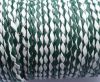 Round Braided Leather Cord SE/B/25-Green-White - 5mm