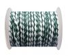 Round Braided Leather Cord SE/B/25-Green-White - 6mm