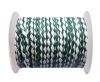 Round Braided Leather Cord SE/B/25-Green-White - 3mm