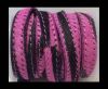 Hair-On-Flat Leather-fuchsia zebra with stitches-10MM