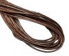 Round Stitched Leather Cord - 3mm - LAMINA SILVER BROWN