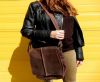 LeatherBag26 - Messanger Bag With Stitched Line - Brown