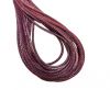 Round Stitched Leather Cord - 3mm - LIZARD STYLE - BORDEAUX