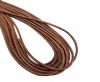 Round Stitched Leather Cord - 3mm - LIZARD STYLE - BROWN