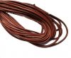 Round Stitched Leather Cord - 3mm - MEDIUM BROWN