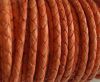 Round Braided Leather Cord SE/B/Neon Orange-8mm