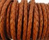 Round Braided Leather Cord SE/B/Neon Orange-5mm