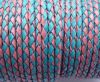 Round Braided Leather Cord SE/B/24-Pink-Blue - 5mm