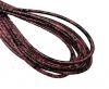 Round Stitched Leather Cord - 3mm - PYTHON STYLE - BORDEAUX
