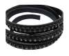 Real Nappa Flat Leather with swarovski crystals - 6mm - Dark blu