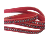 Real Nappa Flat Leather with swarovski crystals-6mm-REd