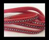 Real Nappa Flat Leather with swarovski crystals-6mm-REd