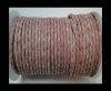 Round Braided Leather Cord-Taupe White-3mm