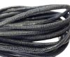 Round stitched nappa leather cord 2,5mm - Lizard Dark Grey + Paill Transp