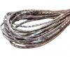 Round stitched nappa leather cord 3mm-Python Light Grey