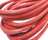 Round stitched nappa leather cord 4mm-Snake Lizard Style Orange