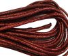 Round stitched nappa leather cord Snake-style Metallic Red-4mm