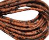 Round stitched nappa leather cord Snake style-Flame red-black-4mm