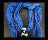 Scarf With Beads Style6-Blue