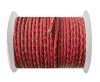 Round Braided Leather Cord SE/B/06-Red-natural edges - 4mm