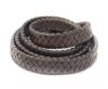 Oval Braided Leather Cord-15.5 by 4.5mm-SE PB  DARK GREY 