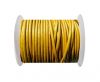 Round Leather Cord SE/R/Metallic Yellow -2mm