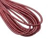 Round Stitched Nappa Leather Cord-4mm-silver raspberry red