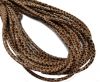 Round Stitched Leather Cord - 3mm - SNAKE STYLE - BROWN