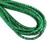 Round Stitched Nappa Leather Cord-4mm-snake style green shiny