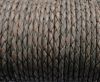 Round Braided Leather Cord SE/PB/Vintage Grey - 4mm