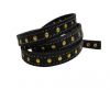 Vintage Style Flat Leather Studs-Gold-14mm - Black