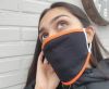 Mix washable cotton facemask - Black - Orange