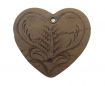 Heart 4cm - style 1 - Natural Leather Embossed