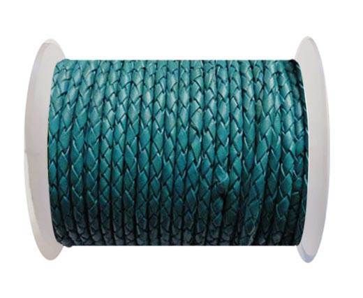 Round Braided Leather Cord SE/B/11-Bermuda Blue - 6mm