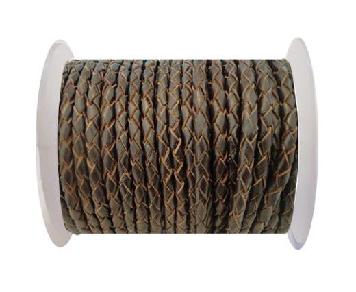 Round Braided Leather Cord SE/R/03-Brown-natural egdes-4mm