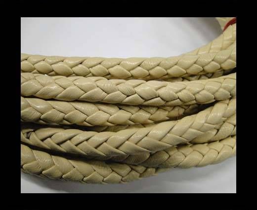 Fine Braided Nappa Leather Cords  - beige-cream-8mm