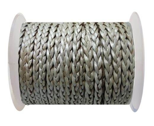 Flat 3-ply Braided Leather-SE-Metallic Silver-3MM
