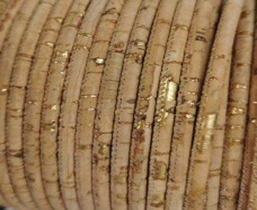 Real Cork Round - 5mm - Gold with Silver Pigments