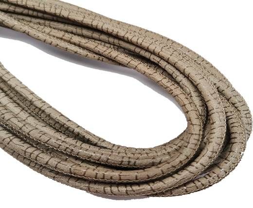 Round Stitched Nappa Leather Cord-4mm-graphite beige