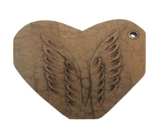 Heart 8cm - style 3 - Natural Leather Embossed