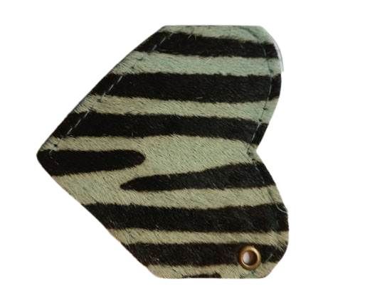 KC-Key Cord Heart Shape 8cm zebra green hair-on
