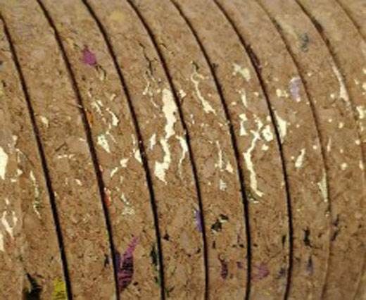 Cork Flat-10mm-Natural with golden and colorful flecks