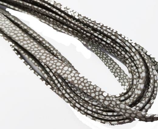 Flat Nappa Leather cords - 5mm - Raza taupe paill white
