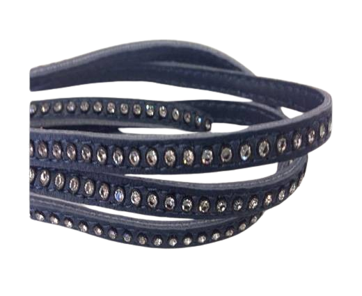 Real Nappa Flat Leather with swarovski crystals-6mm-Deep Emerald