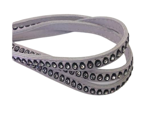 Real Nappa Flat Leather with swarovski crystals-6mm-Lila